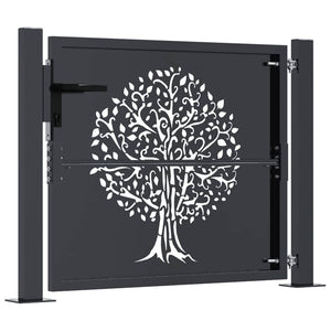 vidaXL Garden Gate Anthracite 100x100 cm Steel Tree Design