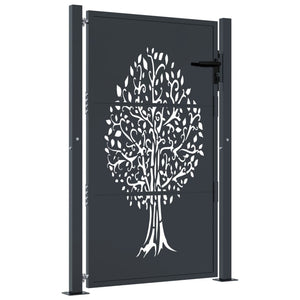 vidaXL Garden Gate Anthracite 100x125 cm Steel Tree Design