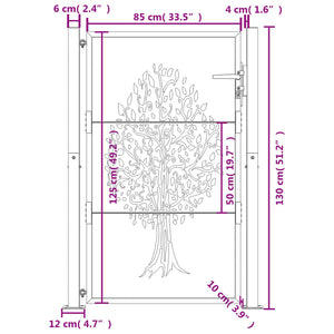vidaXL Garden Gate Anthracite 100x125 cm Steel Tree Design