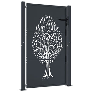 vidaXL Garden Gate Anthracite 100x150 cm Steel Tree Design