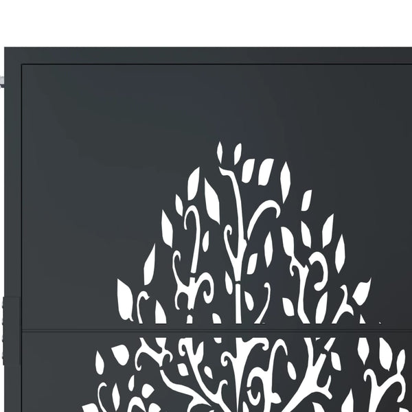 vidaXL Garden Gate Anthracite 100x150 cm Steel Tree Design
