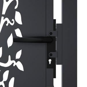 vidaXL Garden Gate Anthracite 100x150 cm Steel Tree Design