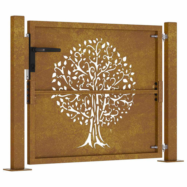 vidaXL Garden Gate 100x75 cm Corten Steel Tree Design