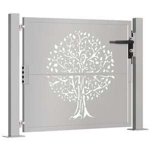 vidaXL Garden Gate 100x100 cm Corten Steel Tree Design