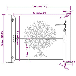 vidaXL Garden Gate 100x100 cm Corten Steel Tree Design