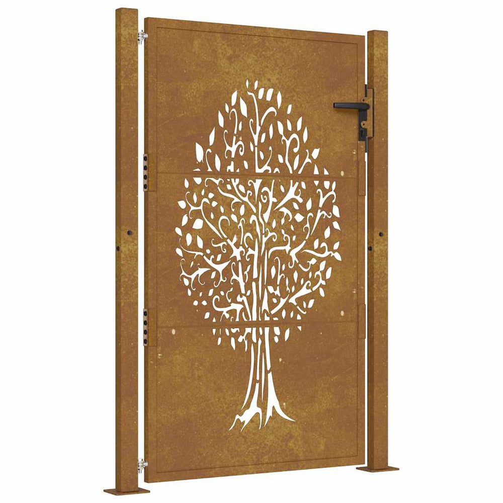 vidaXL Garden Gate 100x125 cm Corten Steel Tree Design