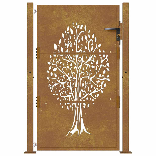 vidaXL Garden Gate 100x150 cm Corten Steel Tree Design