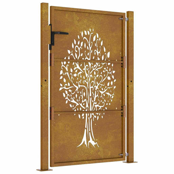 vidaXL Garden Gate 100x150 cm Corten Steel Tree Design