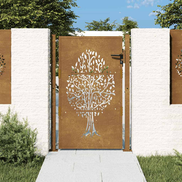 vidaXL Garden Gate 100x150 cm Corten Steel Tree Design
