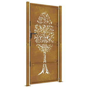 vidaXL Garden Gate 100x175 cm Corten Steel Tree Design