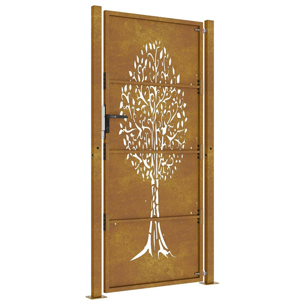vidaXL Garden Gate 100x175 cm Corten Steel Tree Design