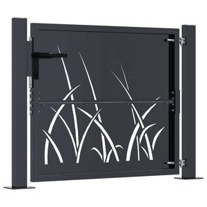 vidaXL Garden Gate Anthracite 100x100 cm Steel Grass Design