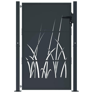 vidaXL Garden Gate Anthracite 100x125 cm Steel Grass Design