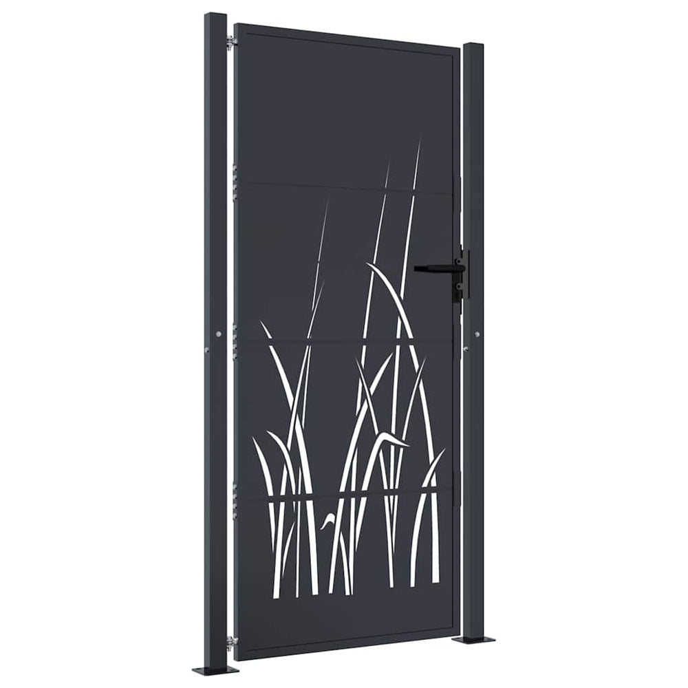 vidaXL Garden Gate Anthracite 100x175 cm Steel Grass Design
