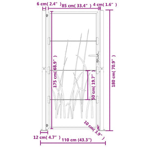 vidaXL Garden Gate Anthracite 100x175 cm Steel Grass Design