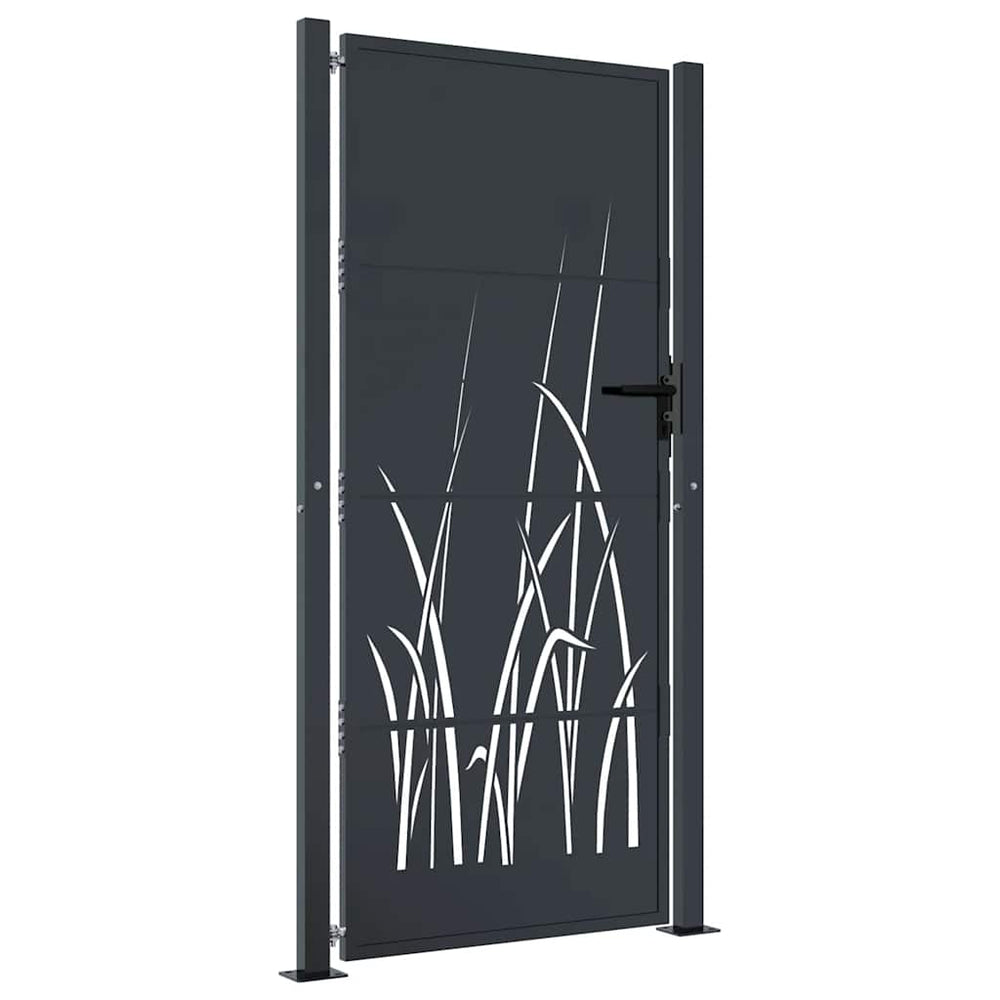 vidaXL Garden Gate Anthracite 100x200 cm Steel Grass Design