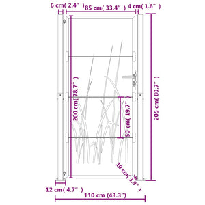 vidaXL Garden Gate Anthracite 100x200 cm Steel Grass Design