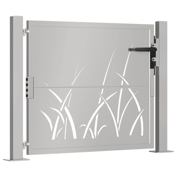 vidaXL Garden Gate 100x75 cm Corten Steel Grass Design
