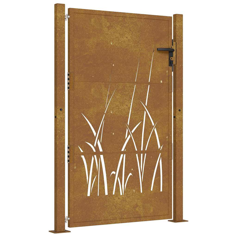vidaXL Garden Gate 100x125 cm Corten Steel Grass Design
