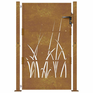 vidaXL Garden Gate 100x125 cm Corten Steel Grass Design