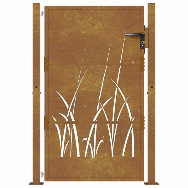 vidaXL Garden Gate 100x125 cm Corten Steel Grass Design