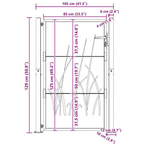 vidaXL Garden Gate 100x125 cm Corten Steel Grass Design