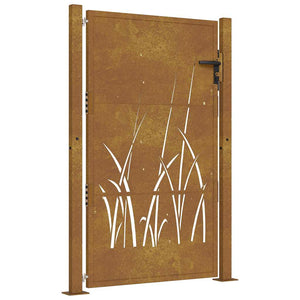 vidaXL Garden Gate 100x150 cm Corten Steel Grass Design