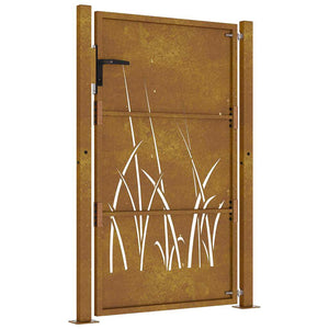 vidaXL Garden Gate 100x150 cm Corten Steel Grass Design