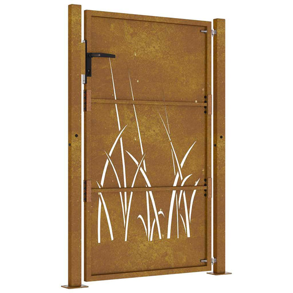 vidaXL Garden Gate 100x150 cm Corten Steel Grass Design