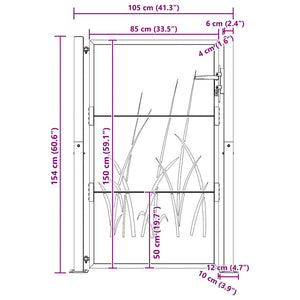 vidaXL Garden Gate 100x150 cm Corten Steel Grass Design