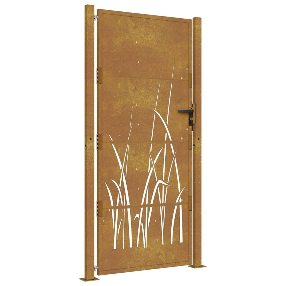 vidaXL Garden Gate 100x200 cm Corten Steel Grass Design