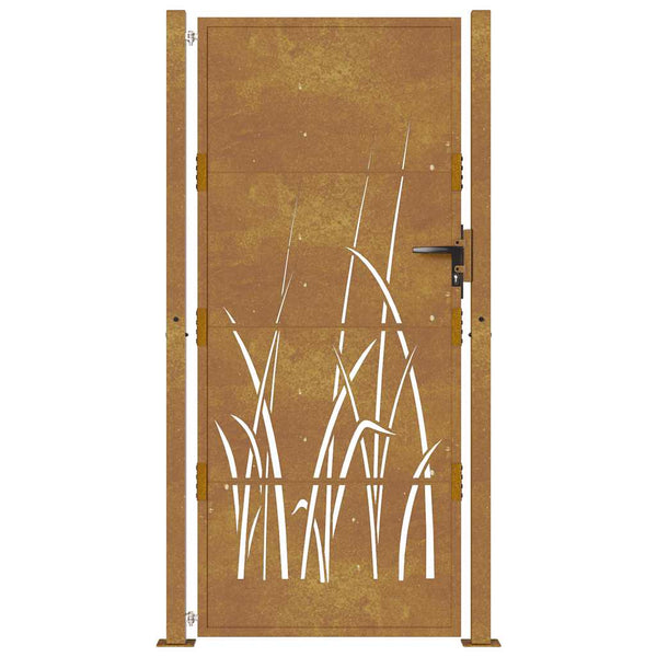 vidaXL Garden Gate 100x200 cm Corten Steel Grass Design