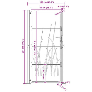 vidaXL Garden Gate 100x200 cm Corten Steel Grass Design