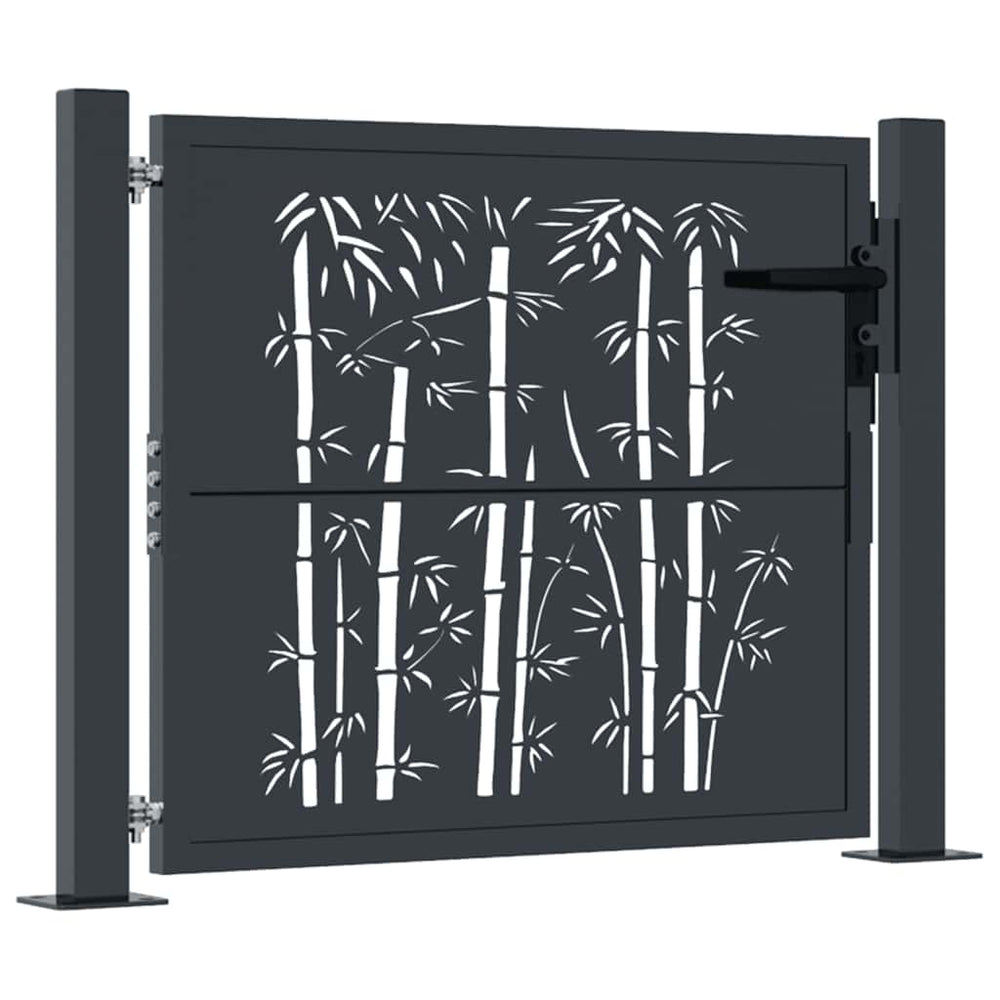 vidaXL Garden Gate Anthracite 100x100 cm Steel Bamboo Design