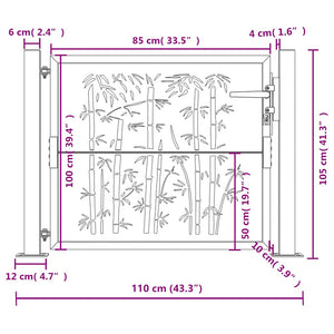 vidaXL Garden Gate Anthracite 100x100 cm Steel Bamboo Design