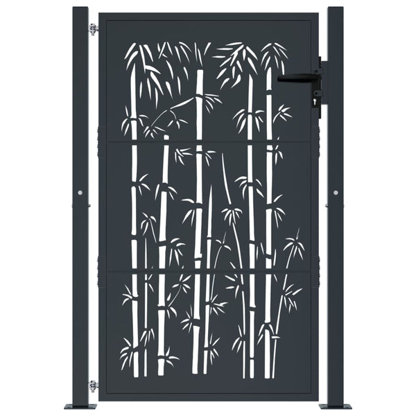 vidaXL Garden Gate Anthracite 100x125 cm Steel Bamboo Design