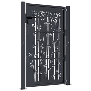 vidaXL Garden Gate Anthracite 100x125 cm Steel Bamboo Design