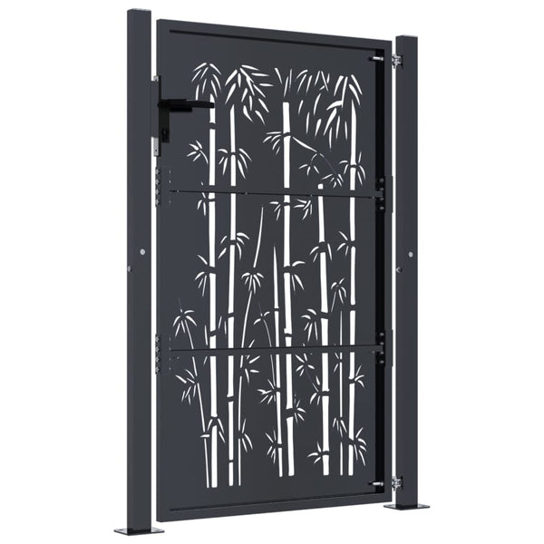 vidaXL Garden Gate Anthracite 100x125 cm Steel Bamboo Design