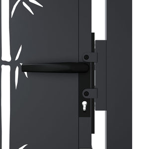 vidaXL Garden Gate Anthracite 100x125 cm Steel Bamboo Design