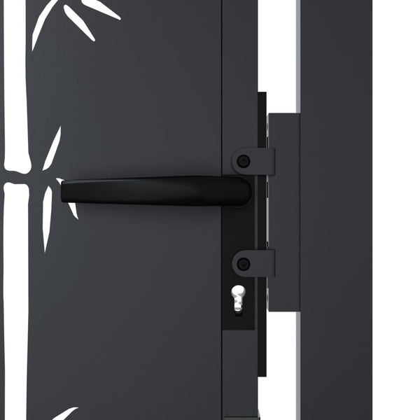 vidaXL Garden Gate Anthracite 100x125 cm Steel Bamboo Design