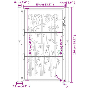 vidaXL Garden Gate Anthracite 100x125 cm Steel Bamboo Design