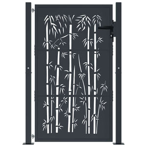 vidaXL Garden Gate Anthracite 100x150 cm Steel Bamboo Design