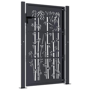 vidaXL Garden Gate Anthracite 100x150 cm Steel Bamboo Design