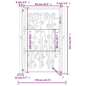 vidaXL Garden Gate Anthracite 100x150 cm Steel Bamboo Design