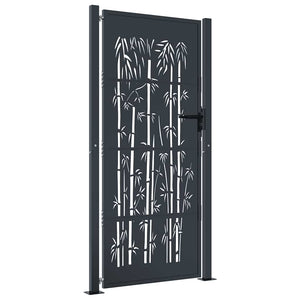 vidaXL Garden Gate Anthracite 100x200 cm Steel Bamboo Design