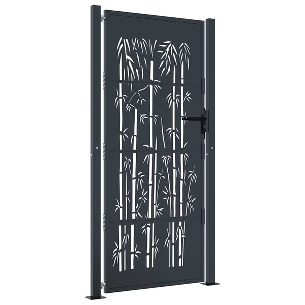 vidaXL Garden Gate Anthracite 100x200 cm Steel Bamboo Design