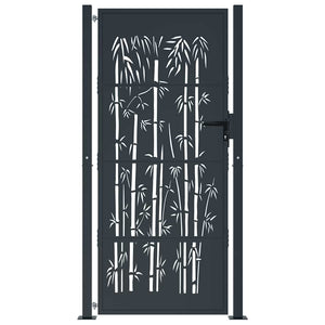 vidaXL Garden Gate Anthracite 100x200 cm Steel Bamboo Design
