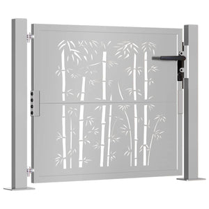 vidaXL Garden Gate 100x75 cm Corten Steel Bamboo Design