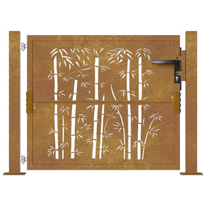vidaXL Garden Gate 100x75 cm Corten Steel Bamboo Design