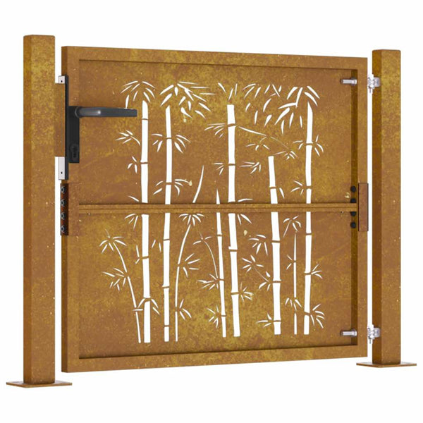vidaXL Garden Gate 100x75 cm Corten Steel Bamboo Design